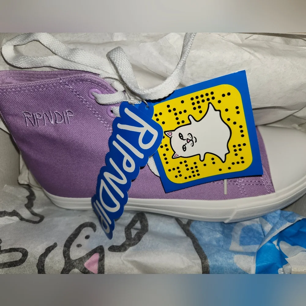 NIB NEW Rip n dip Lord Nermal Lavender Canvas High Top Sneakers Unisex 10 M